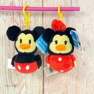 Duckalooz Disney Plush Duck Clip On Key Chain Mickey & Minnie Mouse Set NWT